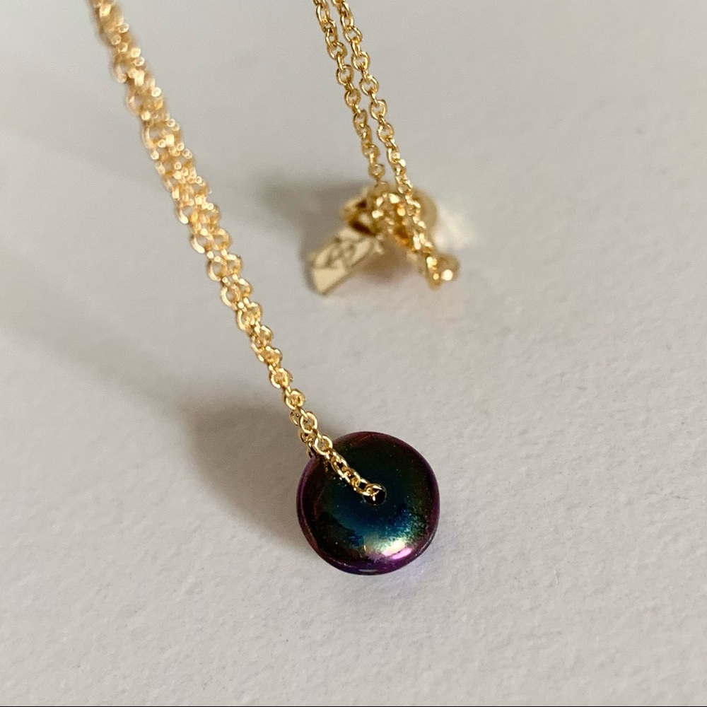 Oil slick disc necklace